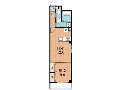 シナジー北田辺(1LDK/5階)の間取り写真