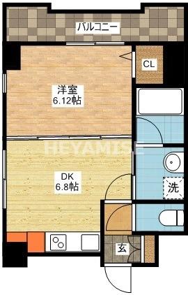 イ・メゾン麹屋(1DK/9階)の間取り写真