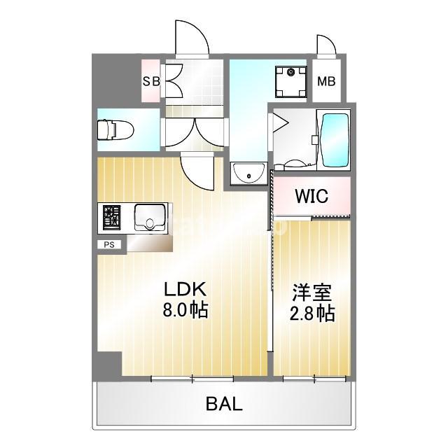ソルテラスKOBE新長田(1LDK/9階)の間取り写真