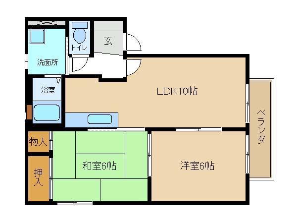 DAIKENN浜寺南町C棟(2LDK/1階)の間取り写真