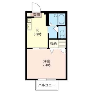 パインK(1K/1階)の間取り写真