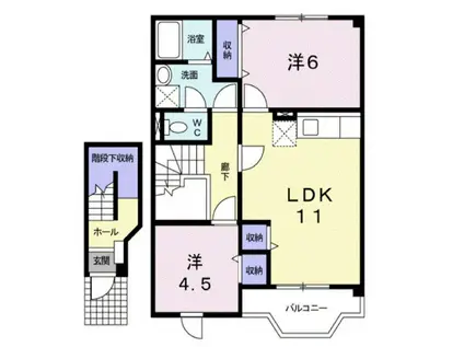 クレストール来山B(2LDK/2階)の間取り写真