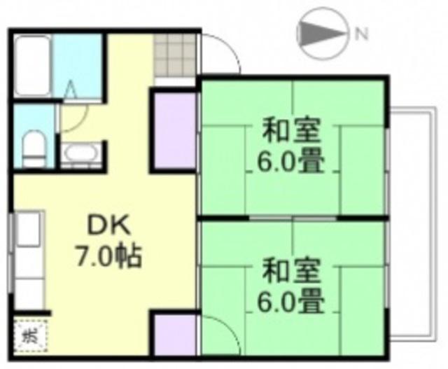 ジュネス神田A棟(2DK/2階)の間取り写真