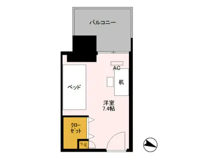 ロイヤルパークスER万代 SHARE万代(ワンルーム/2階)の間取り写真