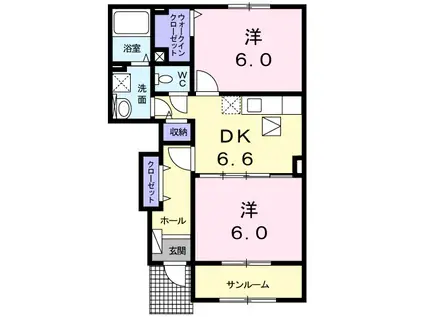 ベル フルール GII(2DK/1階)の間取り写真