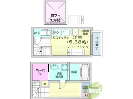 コンフォート旭ヶ丘(ワンルーム/1階)の間取り写真