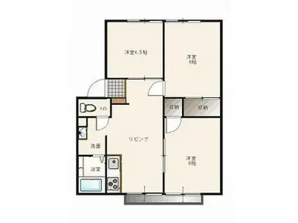 ハイツ山崎 A(3DK/1階)の間取り写真