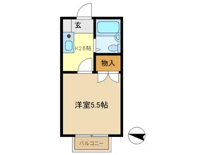 エクセルフラット武里(1K/2階)の間取り写真