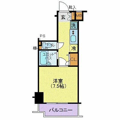クレイシア北千束(1K/2階)の間取り写真
