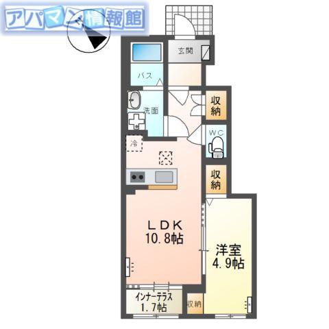 カヴァロ(1LDK/1階)の間取り写真