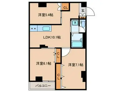 ラージ久我山A(3LDK/2階)の間取り写真
