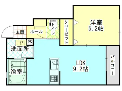 フォレスト庭瀬(1LDK/1階)の間取り写真