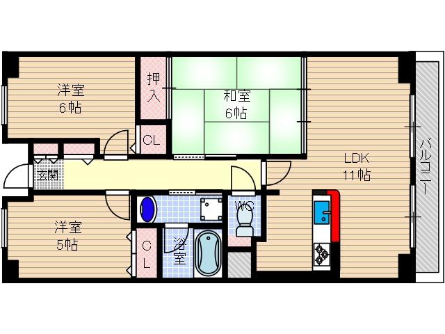 サワン東太田(3LDK/1階)の間取り写真