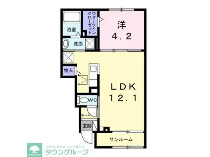 シュタイン・フルス(1LDK/1階)の間取り写真