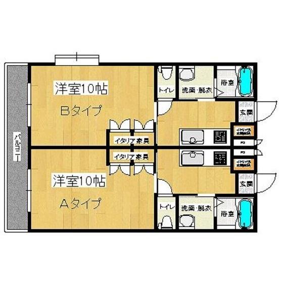 グラシアス(1K/4階)の間取り写真