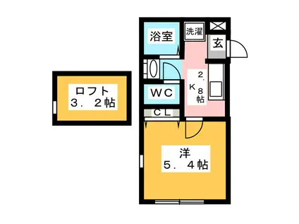 MANOA東海(1K/2階)の間取り写真