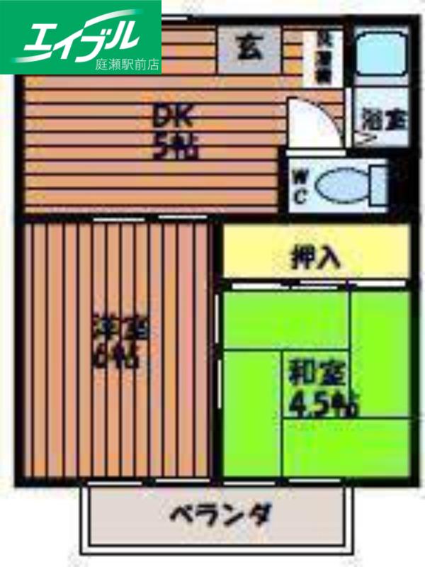コーポ山陽(2DK/1階)の間取り写真