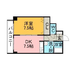 アーバンヴェール(1DK/8階)の間取り写真