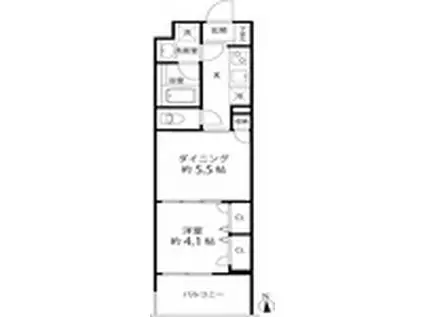 DUOSTAGE白金高輪(1DK/5階)の間取り写真