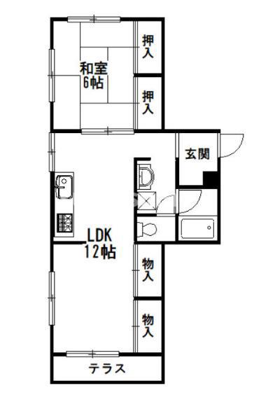 ハイツ友行(1LDK/2階)の間取り写真