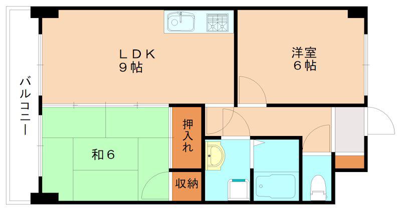 足立インターハイツ(2LDK/3階)の間取り写真