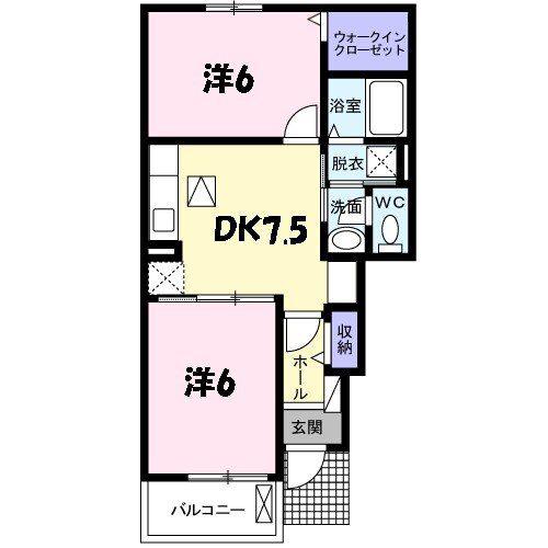 チェルシー(2DK/1階)の間取り写真
