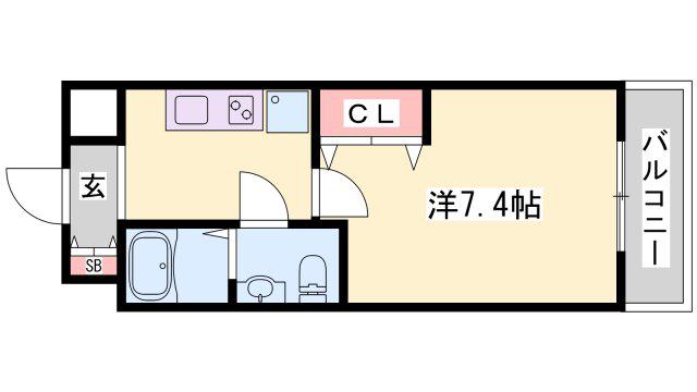 CAPITAL.I姫路(1K/6階)の間取り写真