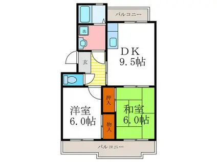 ラセーヌ大山崎(2DK/2階)の間取り写真