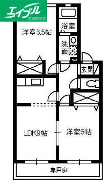ハピネス21(2LDK/2階)の間取り写真