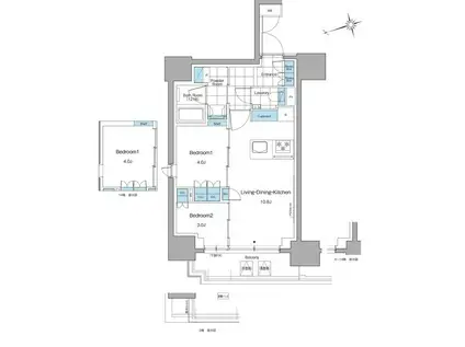 ルフォンプログレ本郷三丁目(2LDK/3階)の間取り写真