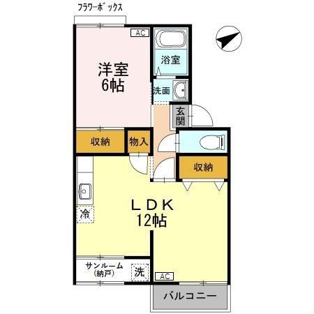 プレジール・ONE(1LDK/1階)の間取り写真