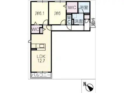 エスティア(2LDK/2階)の間取り写真