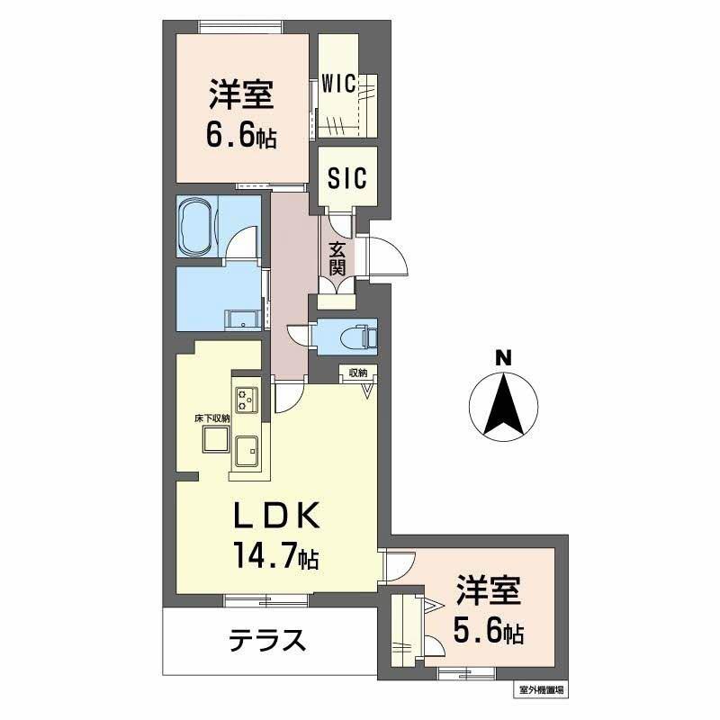 シャーメゾン ウィステリア(2LDK/1階)の間取り写真