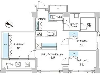 TKB高尾稲荷(3LDK/4階)の間取り写真