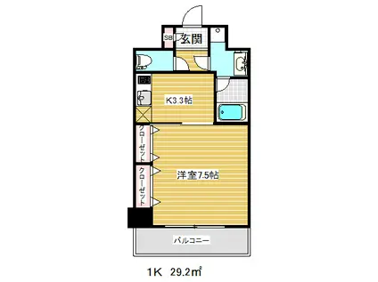 エスフォート神戸小河通(1K/3階)の間取り写真
