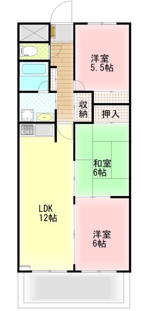 フェニックス殿岡(3LDK/2階)の間取り写真