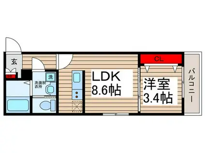 アーテル(1LDK/2階)の間取り写真