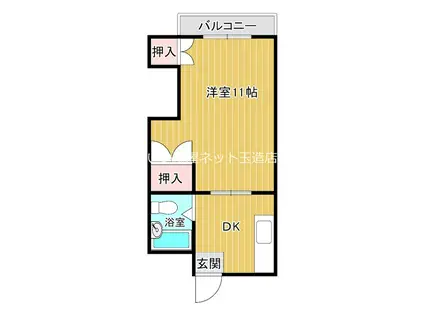 ウエストヒルズ平野(1DK/3階)の間取り写真