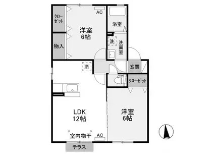 石川ヒルズ(2LDK/2階)の間取り写真