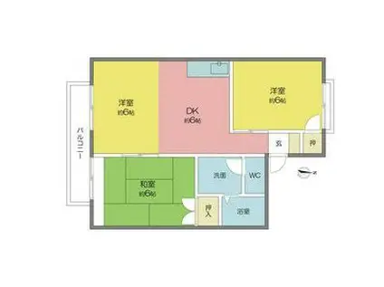 サンハイツ藤山台 B棟(3DK/2階)の間取り写真