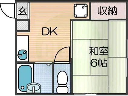 経洸マンション(1DK/4階)の間取り写真