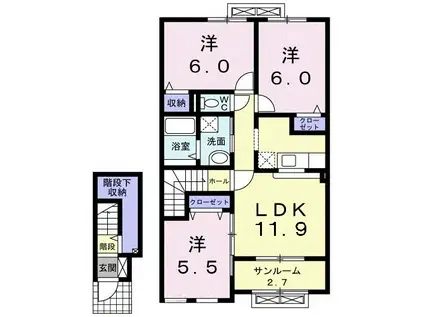 アヴニール(3LDK/2階)の間取り写真