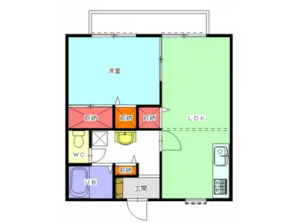 ボナール(1LDK/2階)の間取り写真