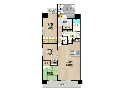 シティスパイアー日本橋(3LDK/3階)の間取り写真