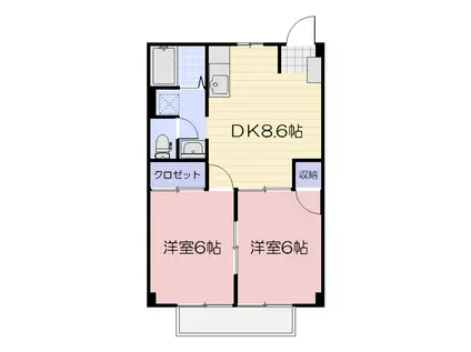 ニューシティレスポワール(2DK/2階)の間取り写真