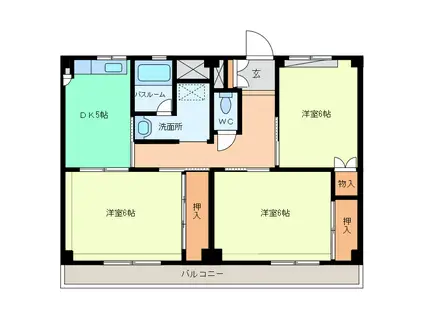 ヴィラナリー月岡2号棟(3DK/2階)の間取り写真