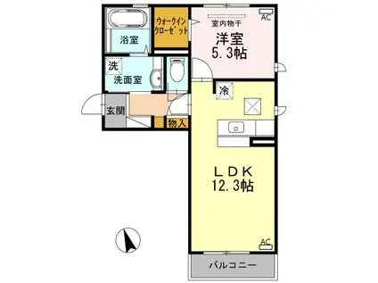 FOREST VALLEY III C(1LDK/1階)の間取り写真