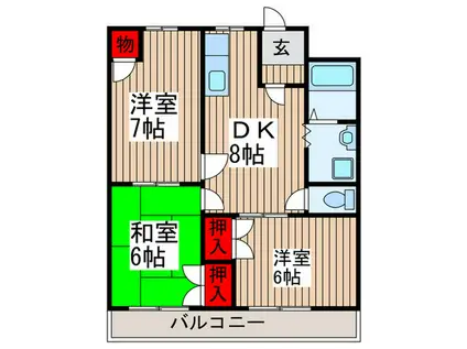 フルールミナミ(3DK/1階)の間取り写真