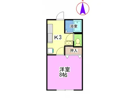 パークサイド富田 B棟 (1K/2階)の間取り写真