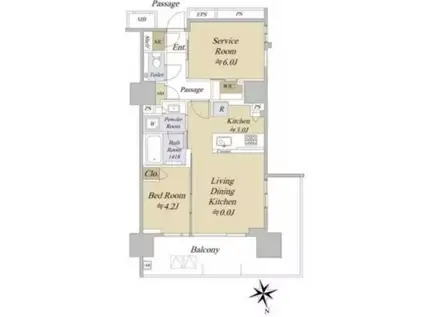 アクシルコート早稲田(1SLDK/10階)の間取り写真